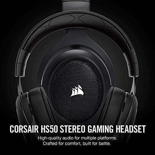 Corsair HS50 Stereo Gaming Headset (Unidirectional Noise Cancelling, Optimised Unidirectional Microphone, On-Ear Control with PC, Xbox One, PS4, Nintendo Switch and Mobile Compatibility) - Carbon 3