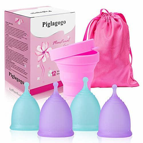 Piglagogo Menstrual Cups Mooncup Period Cup Reusable Menstrual Cups Set of 4 2 PCS Small and 2 PCS Large Moon Cup Diva Cup Tampon and Pad Alternative Feminine Hygiene Products 0