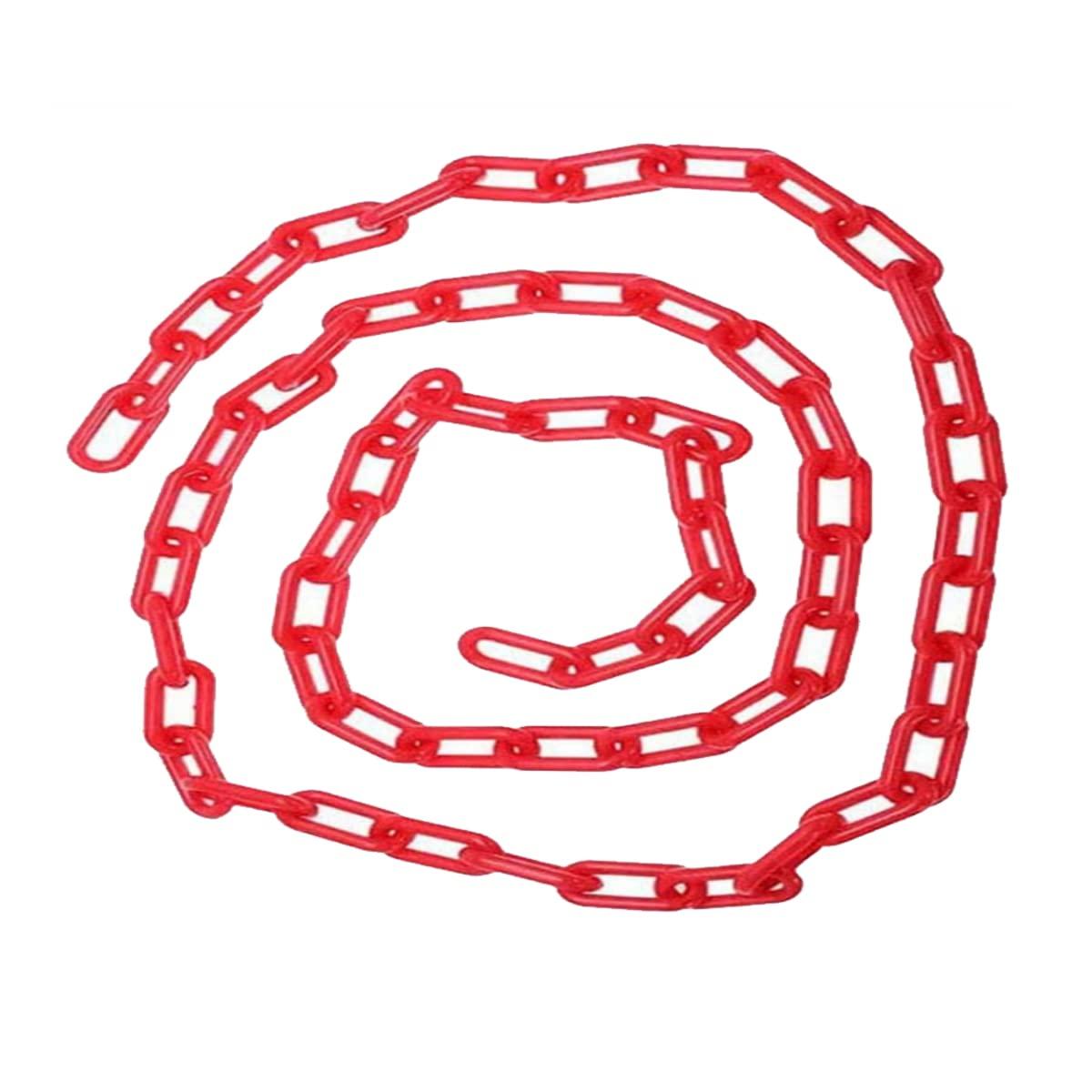 MACHSWON 10m x 10mm Plastic Chains Barrier Safety Plastic Chain Warning Post Road Cone Chain Isolation Chains for Transportation Facility,Decorative Garden Fence Red