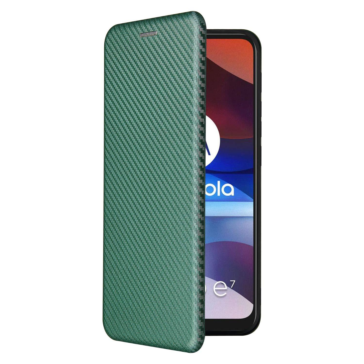 EasyShow Wallet Case for Ulefone Note 14 Carbon Case, Ulefone Note 14 has Kickstand function, Carbon fiber Phone Case Compatible with Ulefone Note 14-Green 0