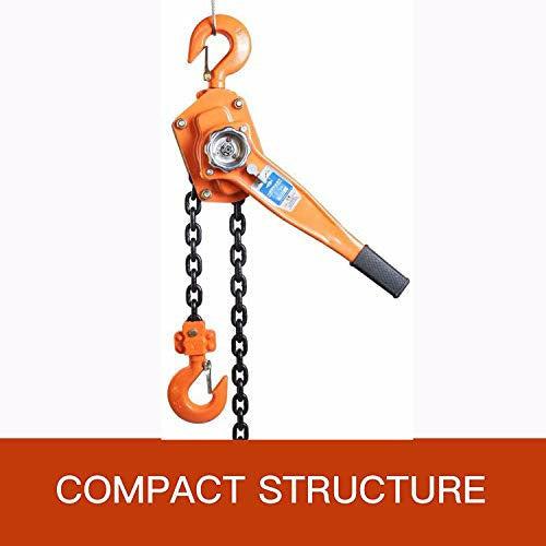 tonchean 3/4Ton Chain Block Lever Hoist Came Along 20FT Lift Lever Ratchet Block Chain Hoist Winch 1653LBS Heavy Duty Chain Come Along Ratchet Puller with Hook for Lifting Goods, and Dragging Loads 2