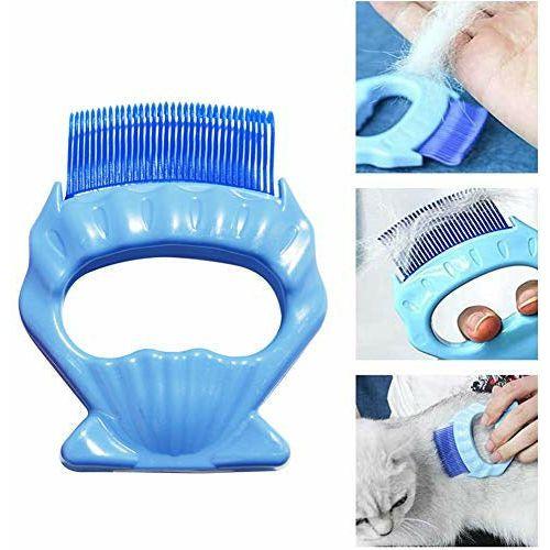 INTVN Cat Comb, 1 pieces Shell Shaped Cat Brush Cat Specific Hair Comb Dog Grooming Hair Removal Cleaning Comb Massager Tool with Non-Slip Handle Suitable for Pet Hair Care and Removal 0