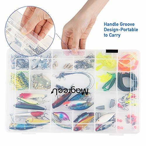 Fishing Tackle Box 4-Pack Transparent Plastic Box Storage Organizer Box with Adjustable Dividers for Jewelry Beads Earring Container Tool Fishing Hook Small Accessories 24 Grids 4
