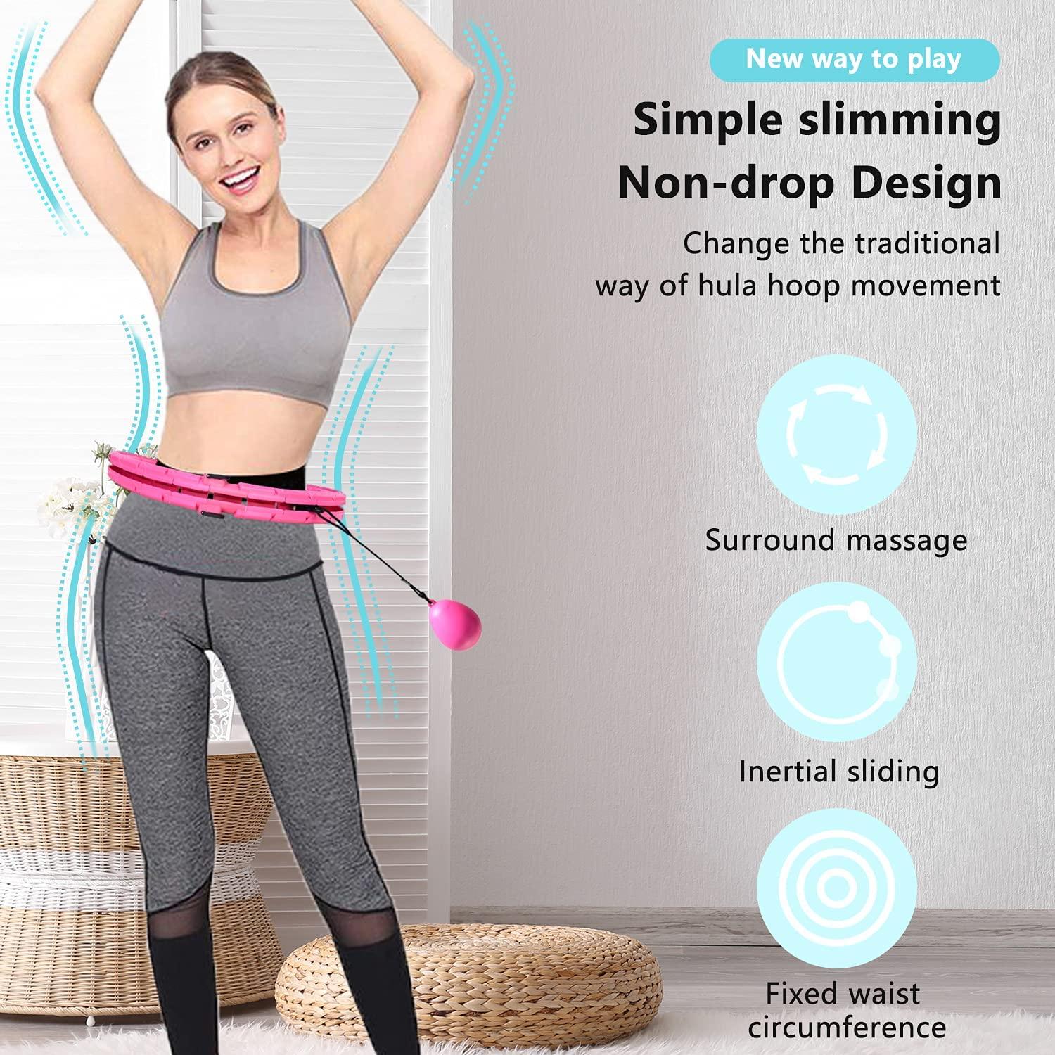 Weighted Hula Hoop for Adults, Smart Hula Hoop with Weight Ball, 24 Detachable Knots Adjustable Size, Weight Loss Hula Hoop for Adults Fitness Exercise 1