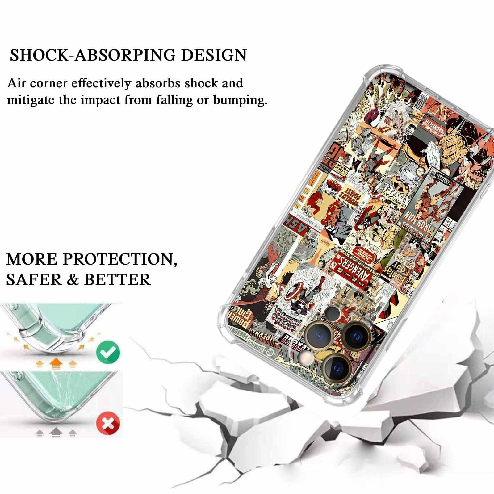 Cartoon Comic Superhero Case Compatible with iPhone 12 Pro Max, Pop Culture Art Collage Pattern Case,Soft TPU Bumper Case for iPhone 12 Pro Max 2