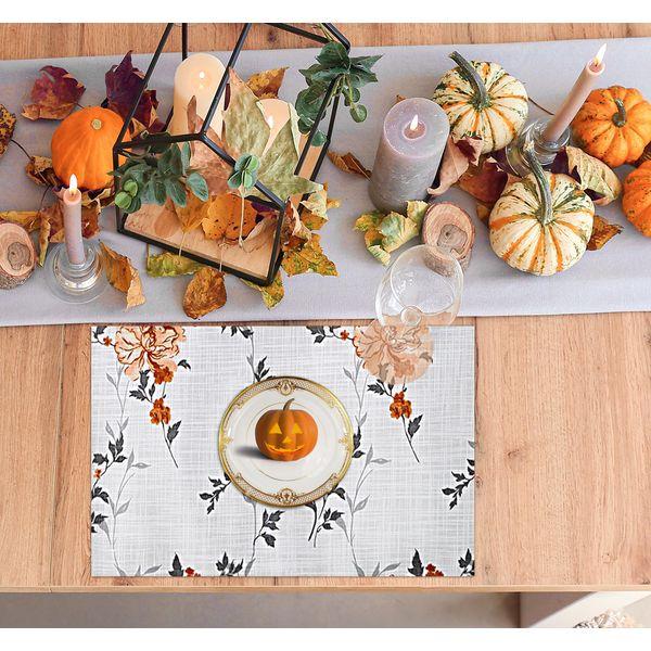 Ruvanti Placemats 100% Cotton 13x19 Inch, Dining Table Placemats Set of 6, Modern Place Mats for Dining Table Decor, Kitchen & Table Linens, Coffee Mat for Christmas Dinners - Grey Floral 1