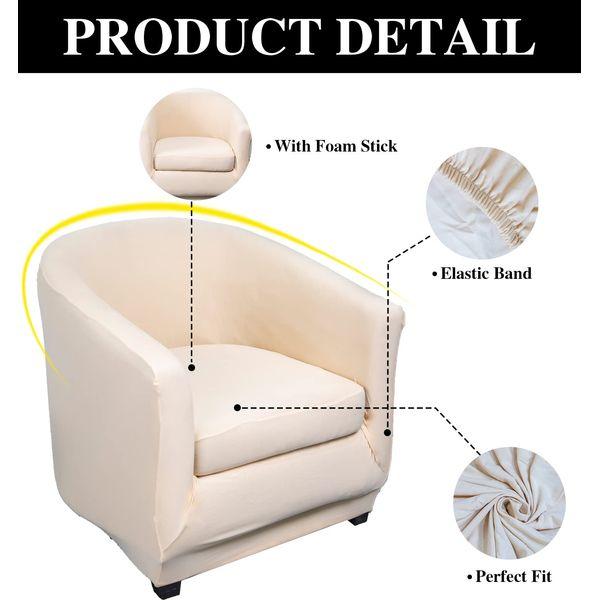 Jaotto Tub Chair Covers 2 Piece, Stretch Tub Chair Covers for Armchairs Removable Washable Universal Club Chair Slipcovers Furniture Protector for Armchair Living Room Reception,Beige 4