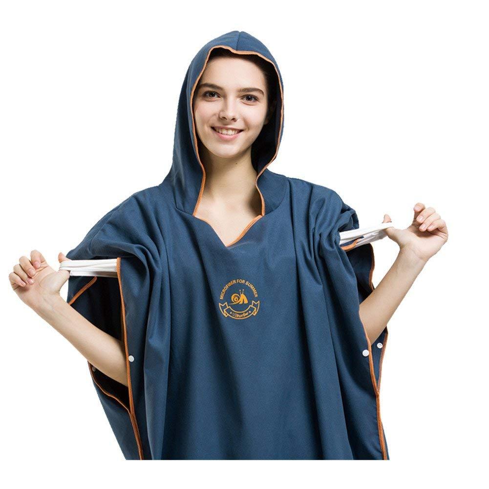 JANTEELGO Changing Robe Towel Poncho, Surf Beach Wetsuit Changing Towel Bath Robe Poncho with Hood, Perfect for beach, Holidays, Travel, Surf, One Size Fit All (Navy) 2