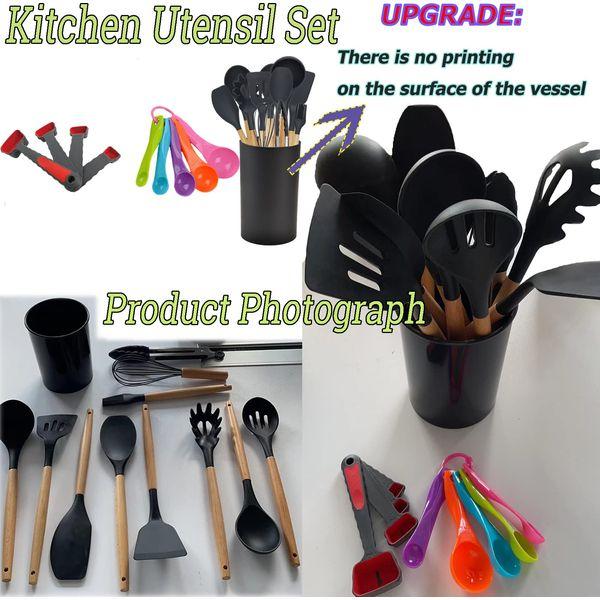 alitade 21pcs Silicone Kitchen Cooking Utensil Set Spatula Nonstick Cookware Kit with Measuring Wooden Spoons Gadgets Tools 1