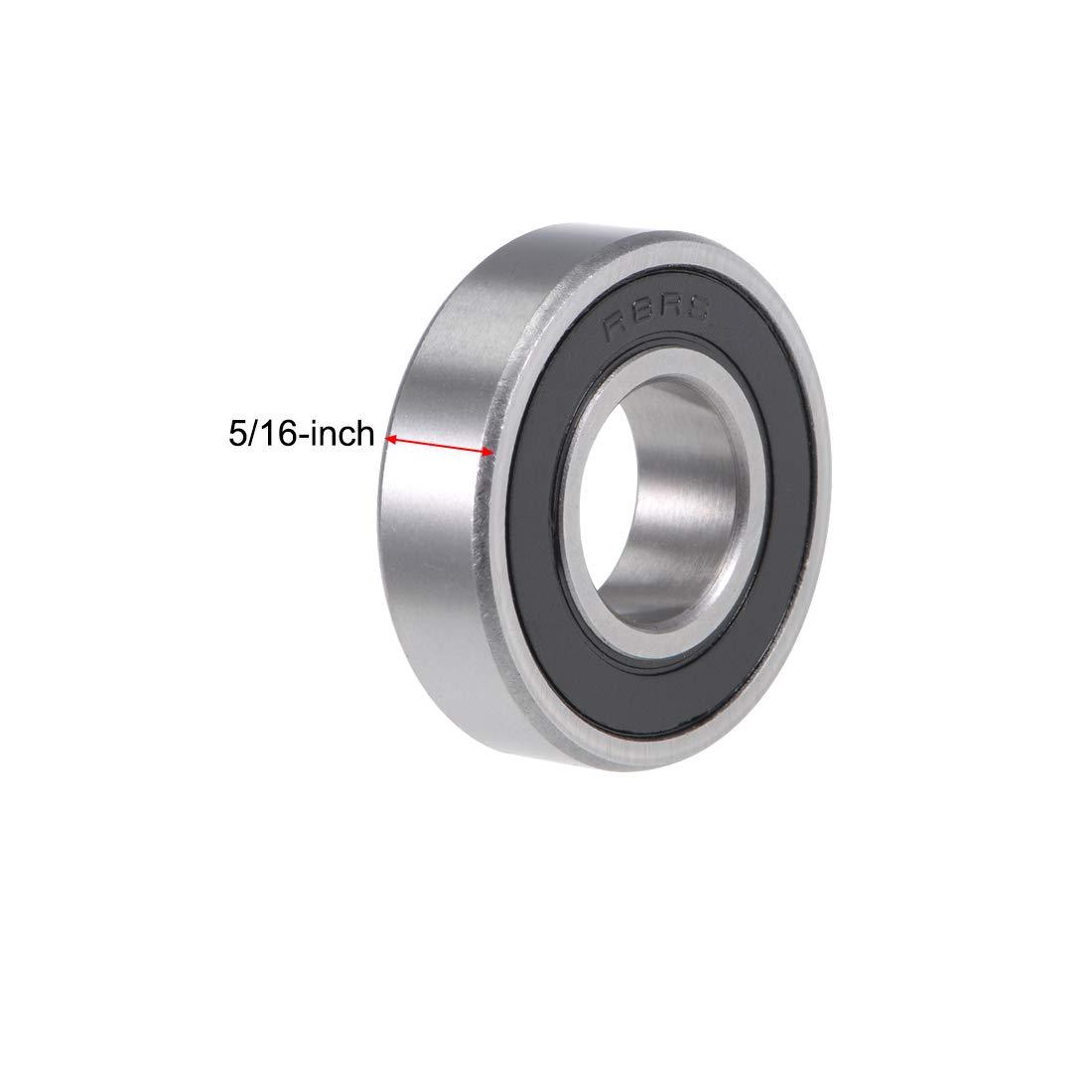 sourcing map R8-2RS Deep Groove Ball Bearings 1/2" x 1-1/8" x 5/16" Double Sealed Chrome Steel P6(ABEC3) 10pcs 2