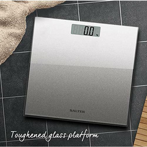 Salter Glitter Bathroom Scales - Supersize Digital Display Electronic Scale for Precise Weighing, Toughened Glass Platform, Step-On for Instant Reading, Metric + Imperial - Silver 3