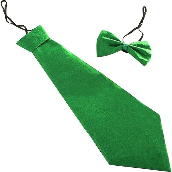 Qpout St.Patrick's Day Accessories,Irish St. Patrick's Day Tie,Green Lucky Shamrock Bowtie Necktie, St.Patrick’s Day Party Favour Parades Cosplay Costume St Patricks Day Outfits 0