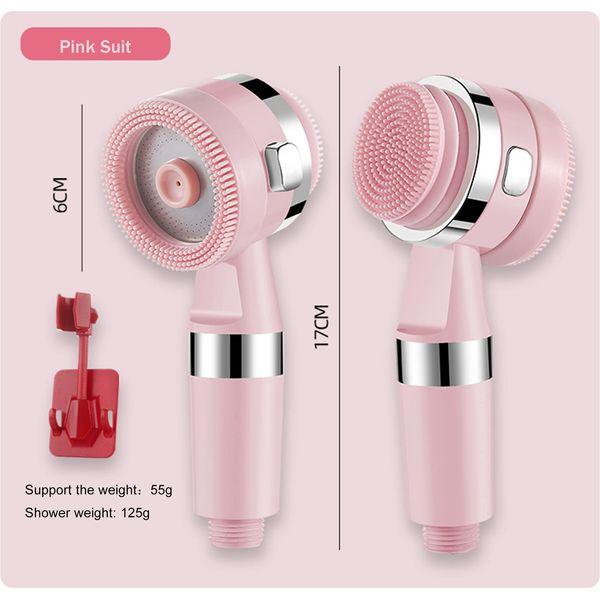 VANTHEIR Children Handheld Shower with 2-Layer Filtration and 3 Modes, Power Shower Head Only, Universal Water Saving Suitbale for High Pressure Water and Hard Water,Pink 1