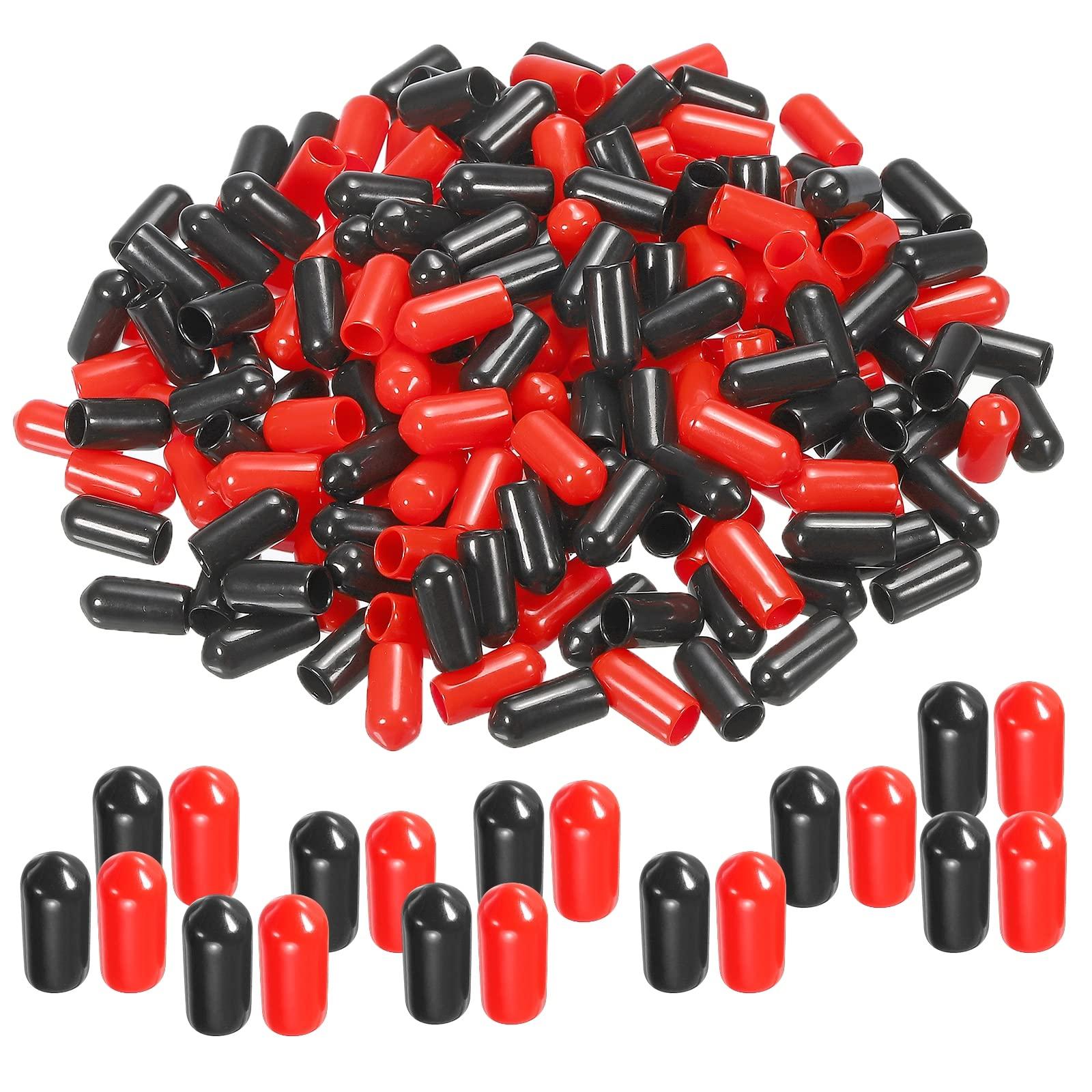 sourcing map 200pcs Rubber End Caps Cover Assortment 6mm PVC Vinyl Screw Thread Protector for Screw Bolt Black Red