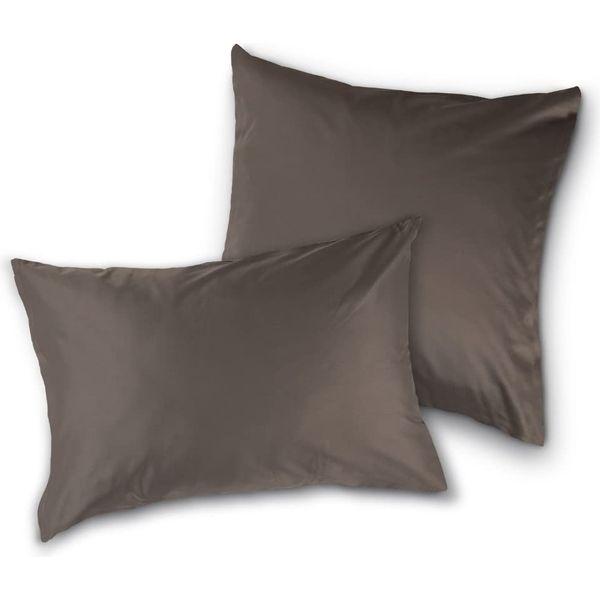 Blumtal Cotton Sateen Pillow Cases 2 Pack - 100% Cotton Sateen like Egyptian Cotton, 400 Thread Count, Luxurious, Cosy and Durable Brown Pillow Cases 2 Pack 50 x 75 cm, Brown 0