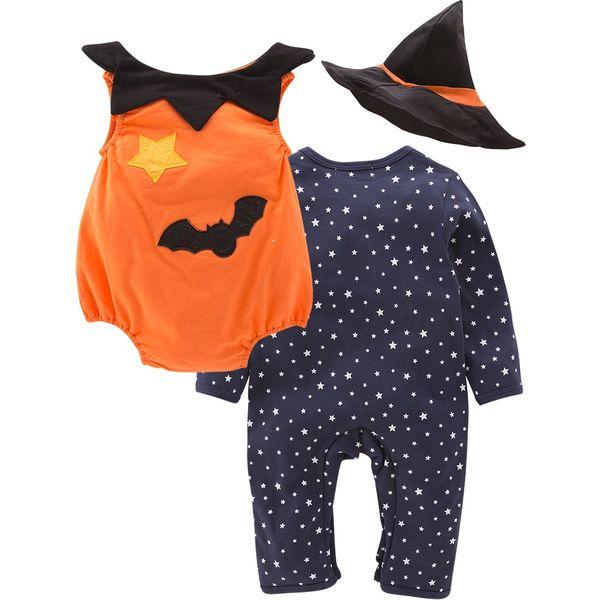 Nyan Cat May's Baby Boys Girls Halloween Bodysuits Pumpkin Pants Hat Outfits 3pcs Set Black 2