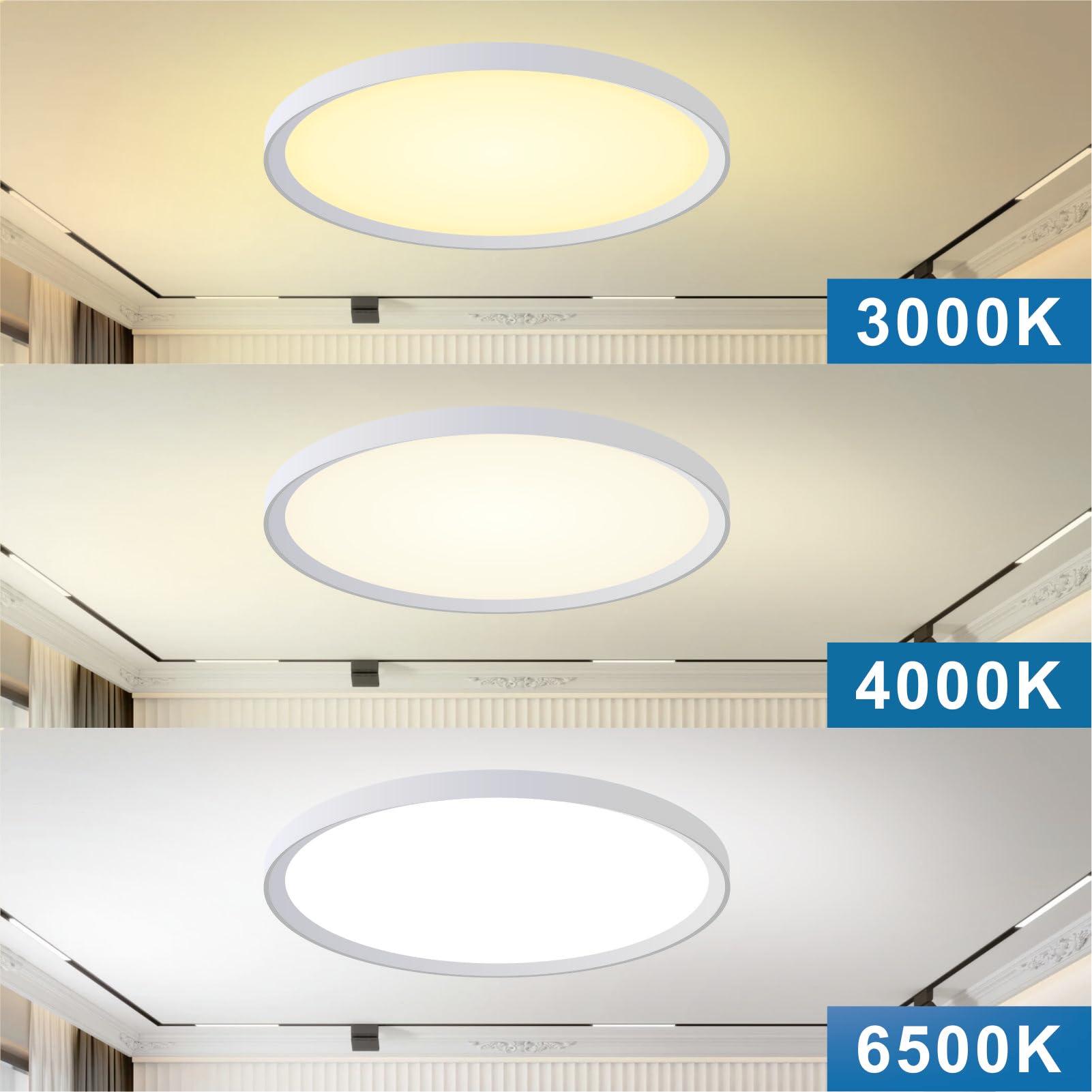 4 Pack Bathroom Light, 18W 1800LM Ceiling Lights, 3000K/4500K/6000K, 3 Color Temperature Flush Ceiling Light, Waterproof Round Ultra Thin Ceiling Light for Kitchen,Toilet,Porch,Bedroom,Utility Room 1