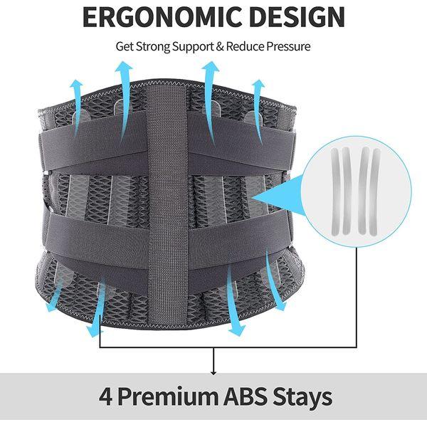 ABYON Back Support Belt for Men Women, Back Brace Adjustable and Breathable for Back Pain, Sciatica, Herniated Disc, Scoliosis, Bending Sitting, Standing, Heavy Lifting 4