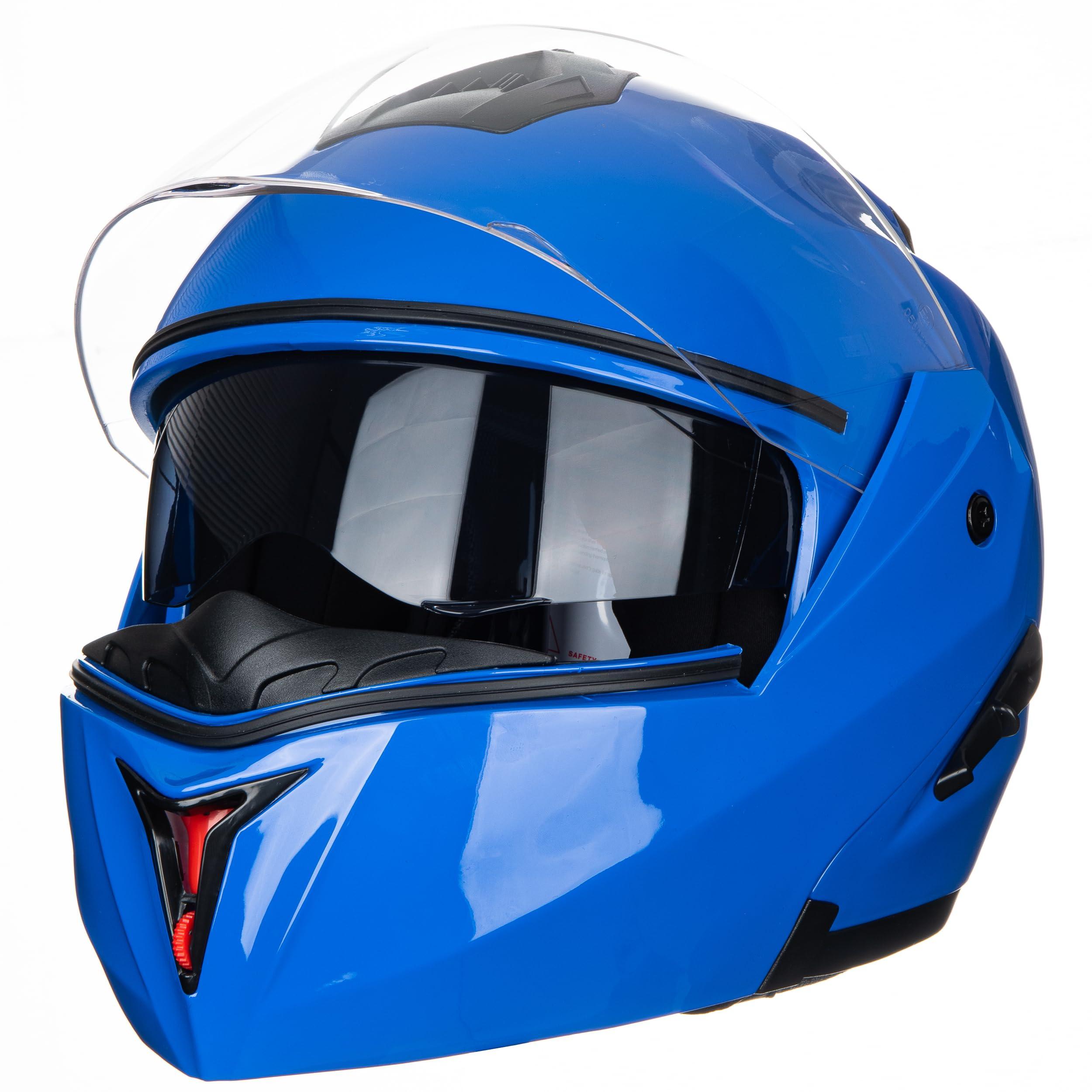 Flip-Up Motorcycle Helmet Dual Visor Sun Shield Flip up Modular Motocross DOT Approved Helmets (Medium, IMT) 1