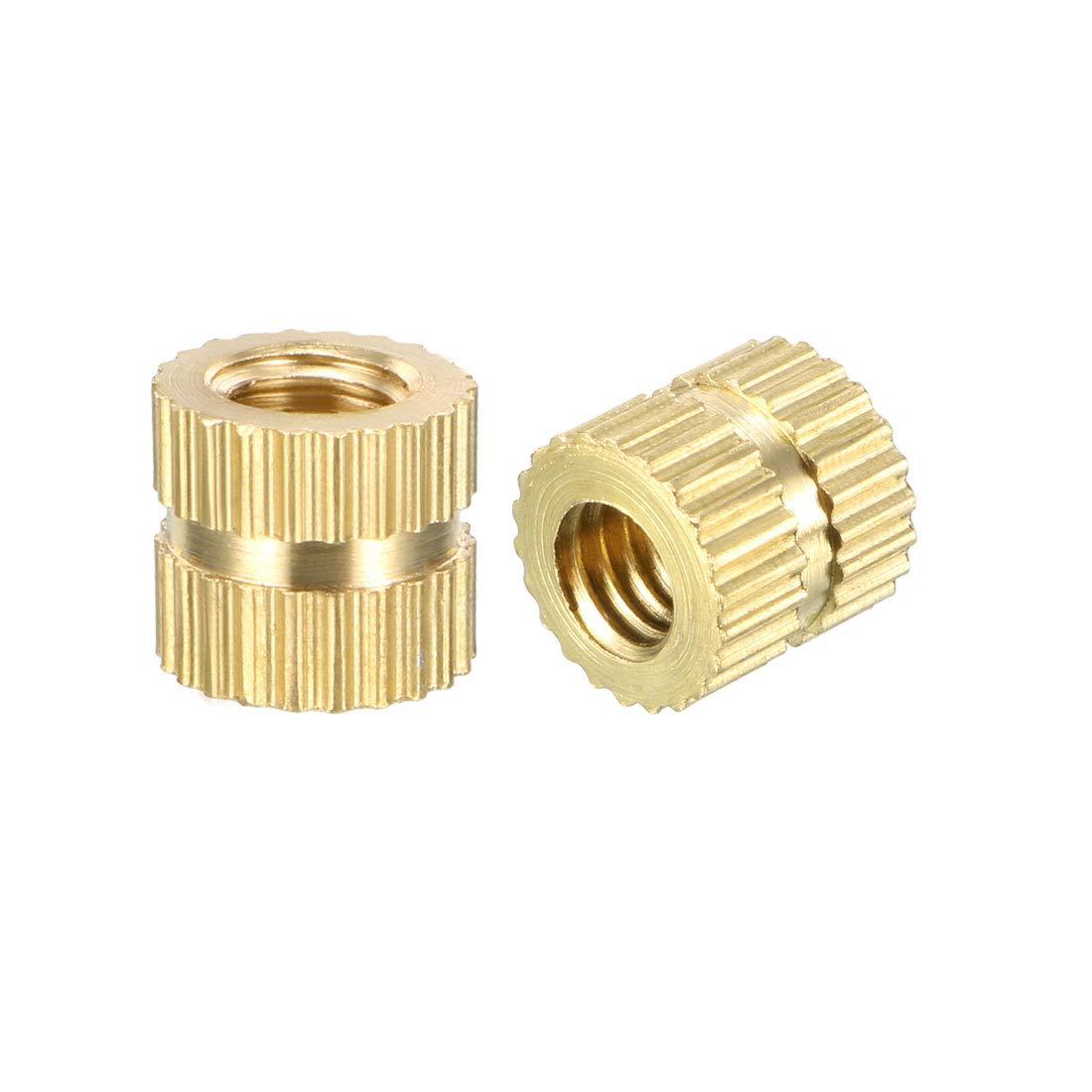 sourcing map Knurled Insert Nuts - 200Pcs M4 x 6mm Length x 6.4mm OD Female Thread Brass Threaded Insert Embedment Nut for 3D Printer 0