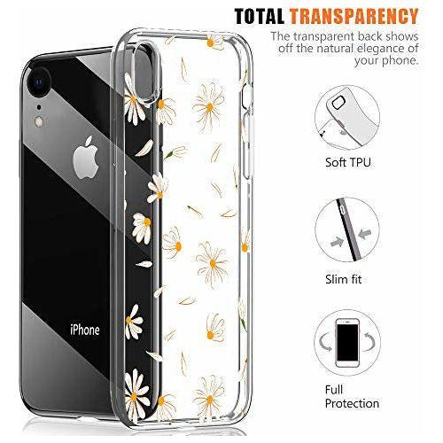 Idocolors Aesthetic Phone Case for iPhone 6 / 6s Clear Daisy Pattern Design, Thin TPU Soft Bumper + Backshell Protective Mobile Phone Case, Cute Floral Flower Cover for Girls & Women 2