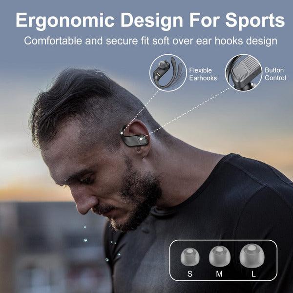 Wekily Wireless Earbuds, Bluetooth 5.3 Headphones Built-in Mic, Bluetooth Earbuds with LED Display 48 Hrs Playtime, IP7 Waterproof Earphones with Earhooks for Sports Workout Gym, Black 2