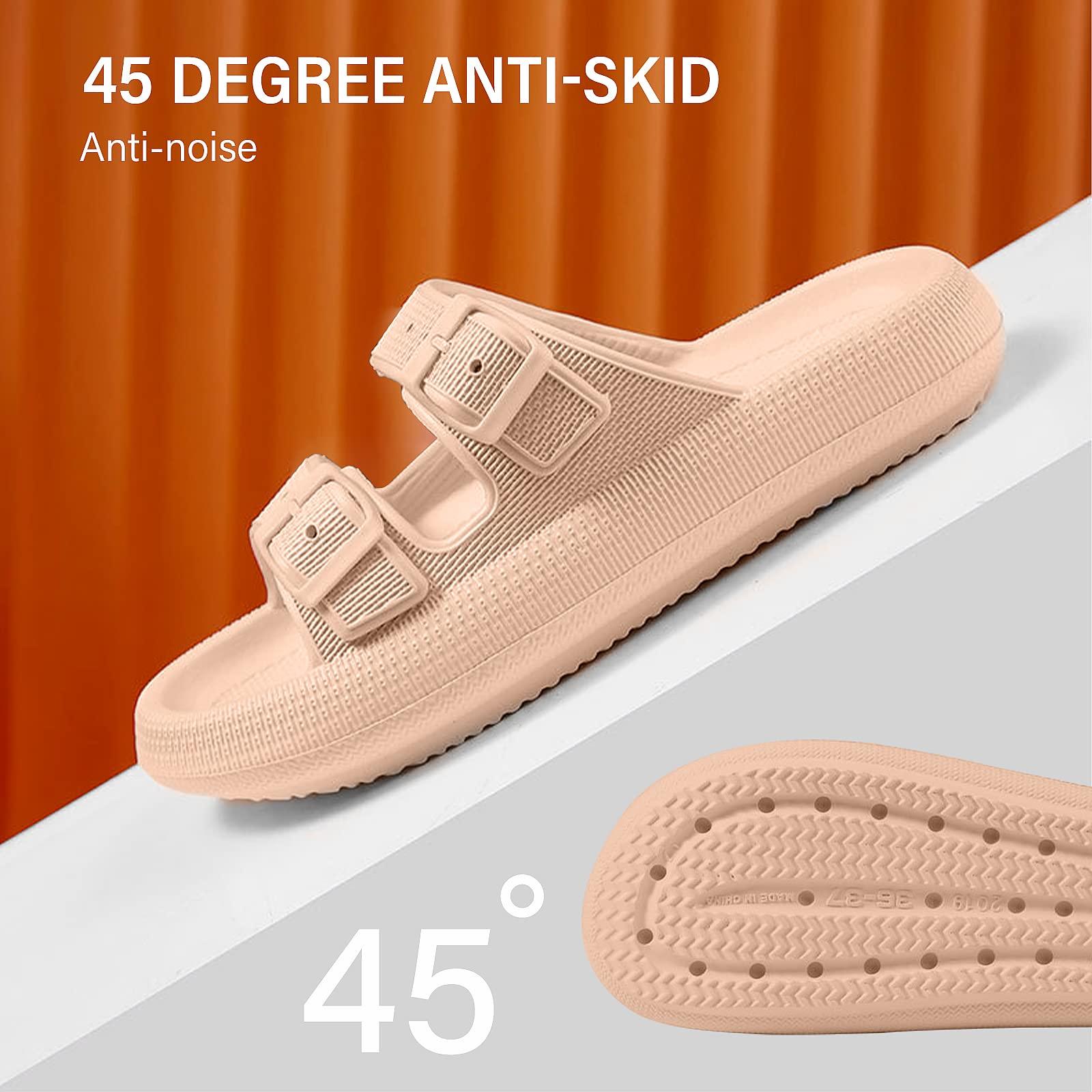 KLKIT Cloud Sliders Women Men Cozi Slippers Original Sliders Slippers Pool Sliders Double Buckle Summer Sliders Shower Non-Slip Bathing Pillow Sliders Slipper 3