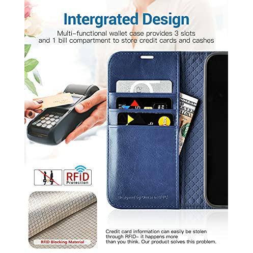 OCASE Compatible with iPhone 13 Pro Max Case,iPhone 13 Pro Max Wallet Case Premium PU Leather Flip Phone Cover with [TPU Inner Shell][RFID Blocking][Card Holder] for the 6.7 Inch 2021 5G,Blue 2