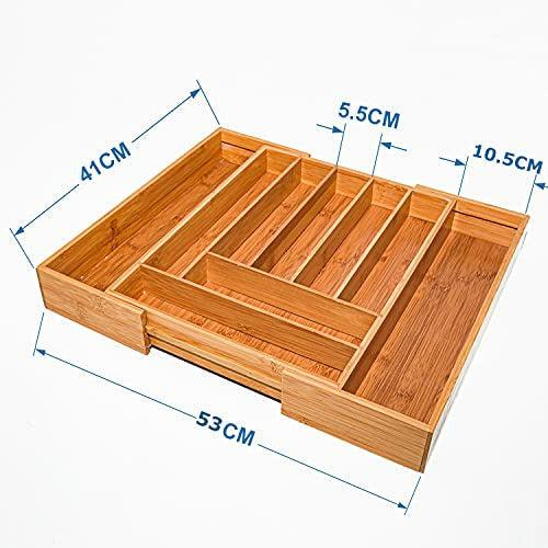 simpdecor Bamboo Expandable Cutlery Tray Utensil Drawer Organiser Adjustable Kitchen Drawer Divider 5-7 Compartments Expandable 2