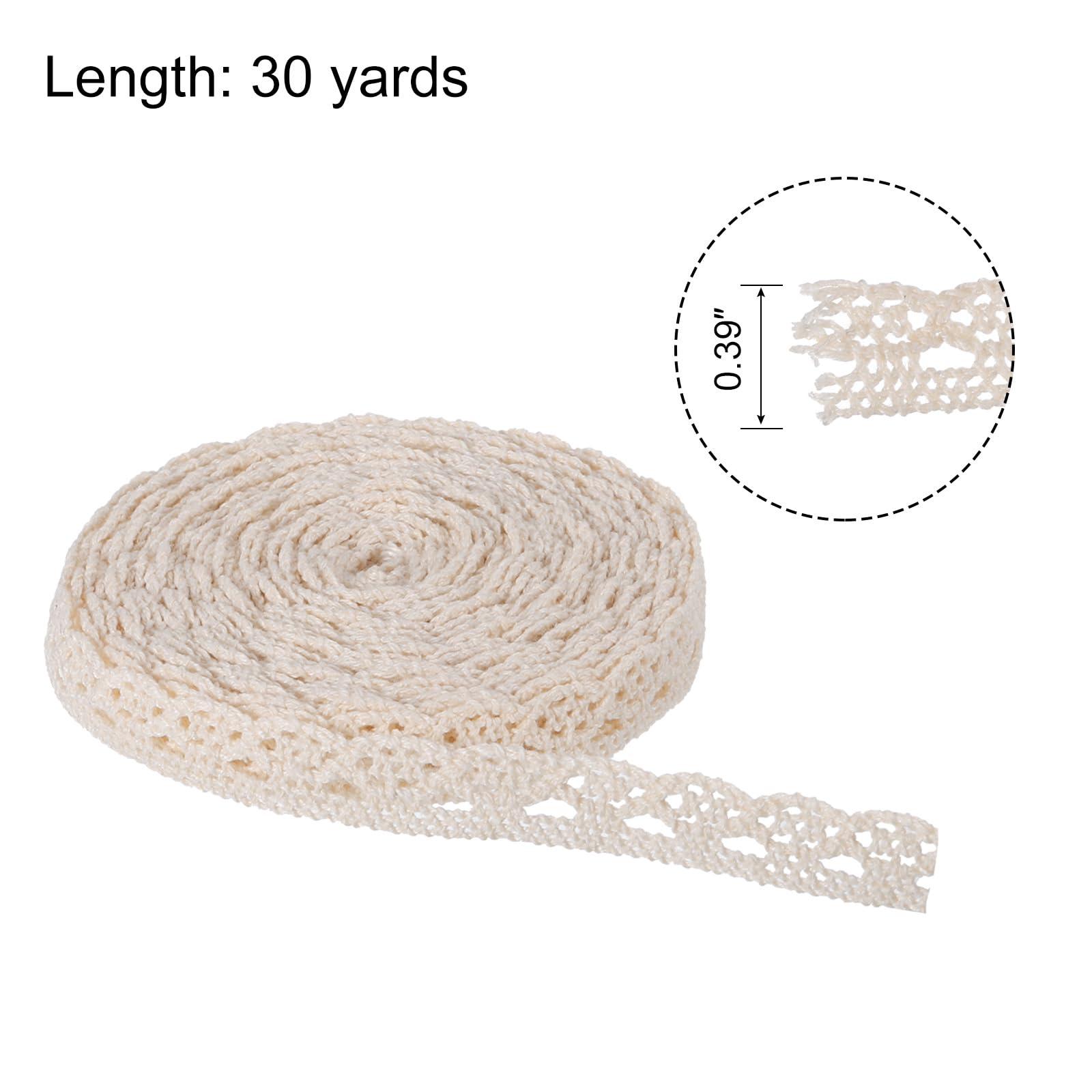 sourcing map Lace Ribbon 30 Yards 0.39 Inch Cotton Lace Trim for Craft,Gift Wrappers,Headbands,Wedding Beige Style 2 1