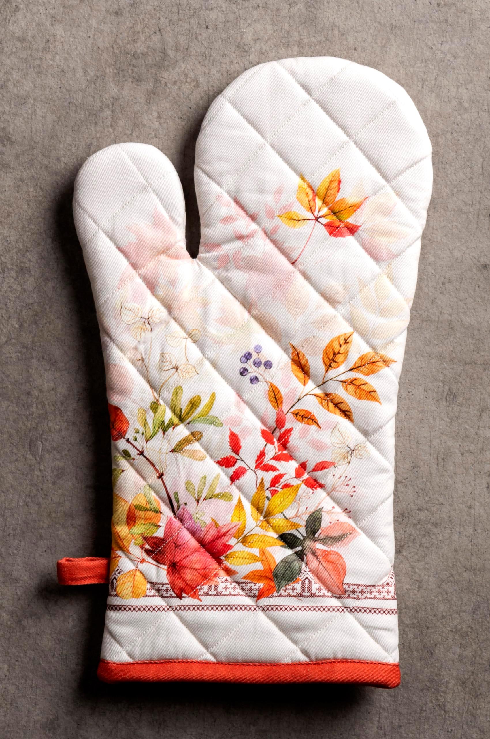 Maison d' Hermine versailles Set of Oven Mitt and Pot Holder for BBQ | Cooking | Baking | Grilling | Microwave | Barbecue | Thanksgiving/Christmas (19 cm x 33 cm & 20 cm x 20 cm) 2