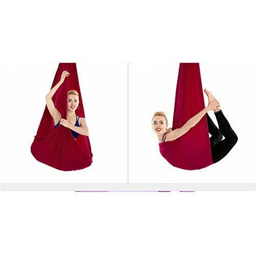 Aerial Yoga Hammock -Healthy Model Life Premium Aerial Silk Yoga Swing Antigravity Yoga, Improved Flexibility & Core Strength (red) 2