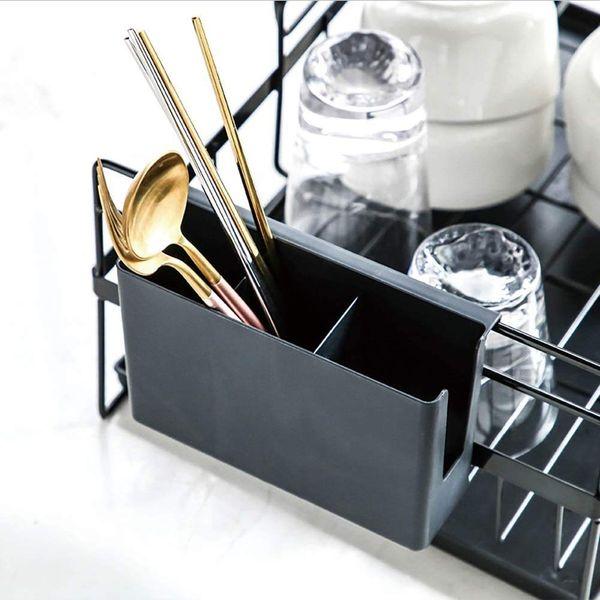 SUNFICON 2 Tier Dish Drainer Dish Drying Rack Detachable Kitchen Sink Dishes Dry Organiser Countertop Dish Draining Holder With Drip Tray Cutlery Utensil Holder RV Studio Small Flat 48×29.5×27cm Black 3