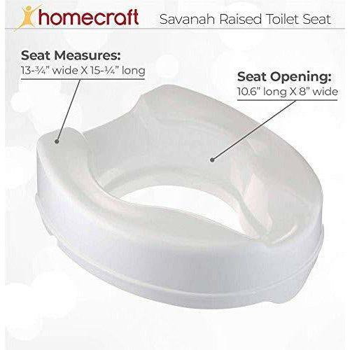 Homecraft Savanah Raised Toilet Seat, 5 1/4" High Elevated Toilet Seat Locks Onto Toilets, Portable Assistance Commode Seat with Sturdy Brackets, Medical Aid for Elderly, Disabled, Limited Mobility 2