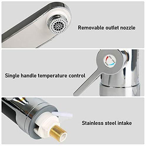 Electric Instant Heater Tap,Electric Instant Heater Faucet,360Â° Rotatable Stainless Hot Water Kitchen Tap with LED Temperature Digital Display,British Plug 4