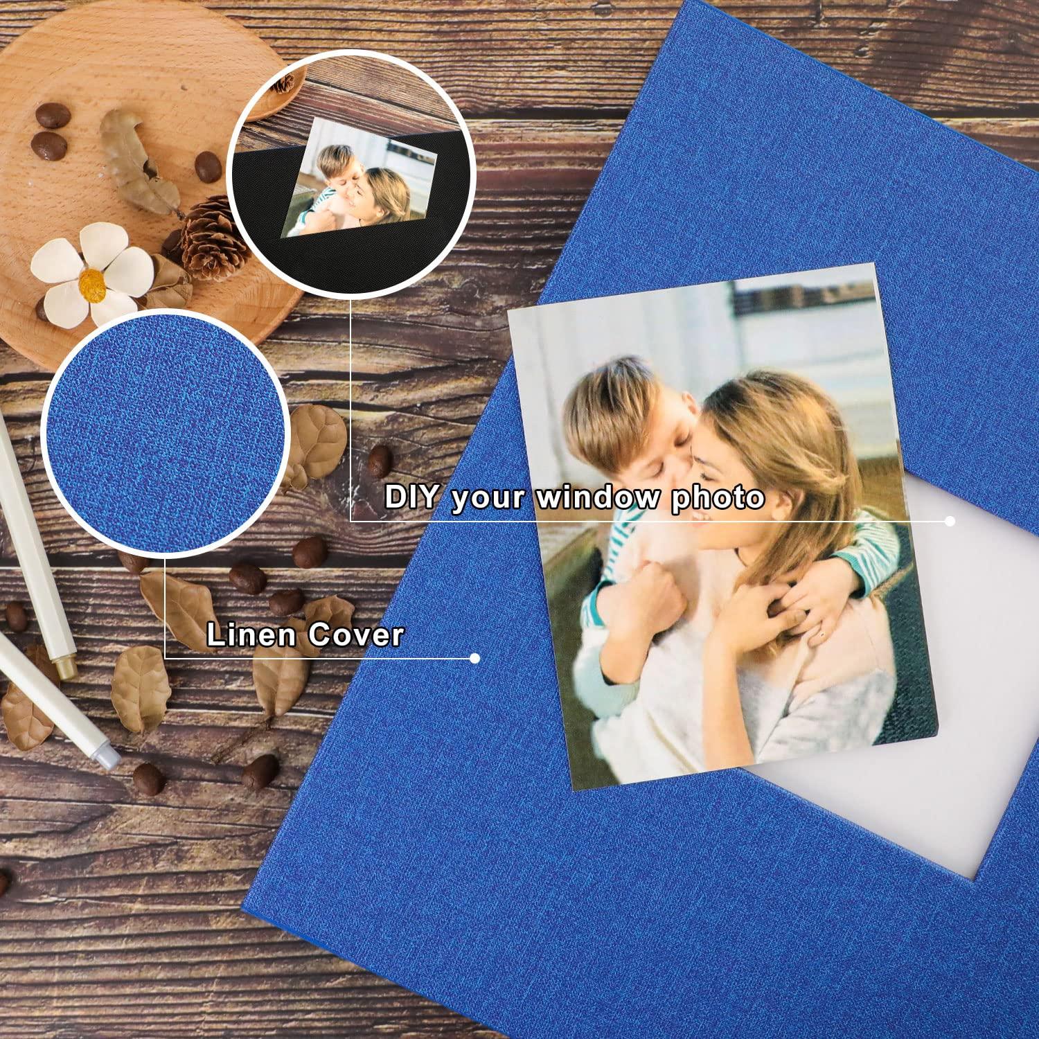 Benjia Photo Album Self Adhesive Scrapbook, Linen Photos Albums Sticky Magnetic Pages Holds Different Sizes 6x4 7x5 A4 A5 Pictures (20 Large Sheets / 40 Pages, Blue) 3