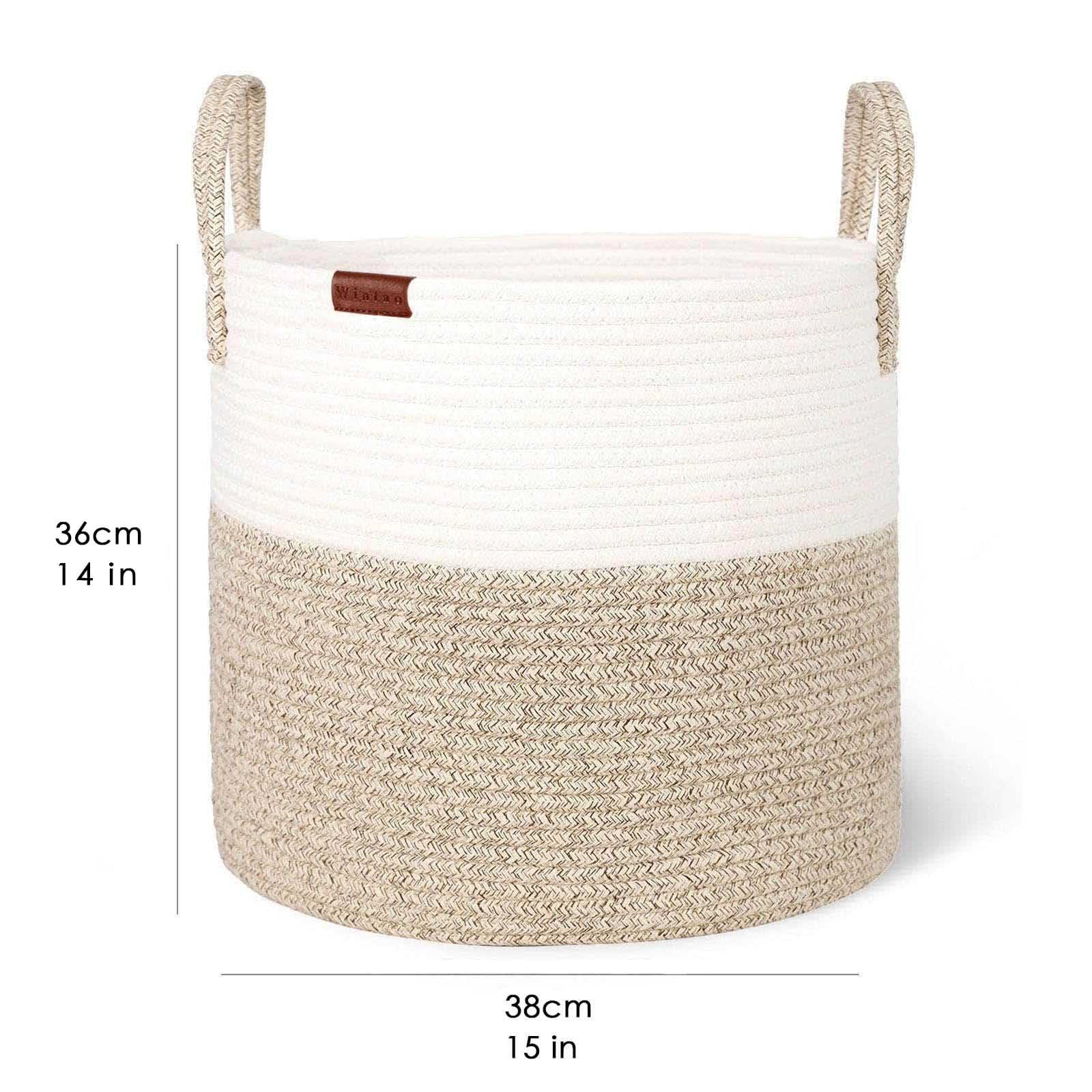 Wintao Rope Storage Basket, Woven Laundry Basket Baby Toy Storage Organiser Washing Basket Desert Small 38 x 36 cm 4