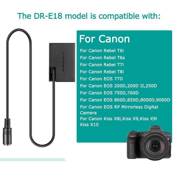 5V-8.4V USB Camera Power Adapter Supply ACK-E18 + 5V3A Charger Cable + DR-E18 BG-E18 LP-E17 Dummy Battery DC Grip for Canon EOS 750D Kiss X8i T6i 760D T6S 77D 800D 200D Rebel SL2 2