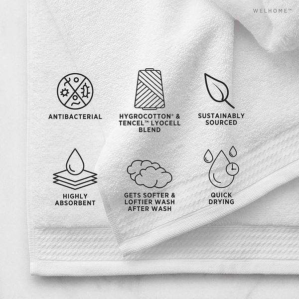 Welhome Madison White Bath Towels | 4 Piece Set | Softer & Lofter Wash After Wash | Hygro-Cotton | Luxury Bathroom Towels | Lightweight Highly Absorbent | Sustainable | Quick Dry Shower Towels 2