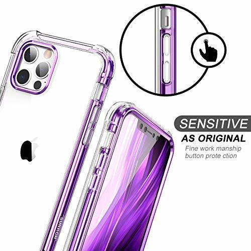 SURITCH Clear Case for iPhone 12 Pro Max 6.7"?Built in Screen Protector? 360 Full Body Hybrid Protection Hard Shell+Soft TPU Rubber Purple Bumper Rugged Case for iPhone 12 Pro Max 6.7 inch 3