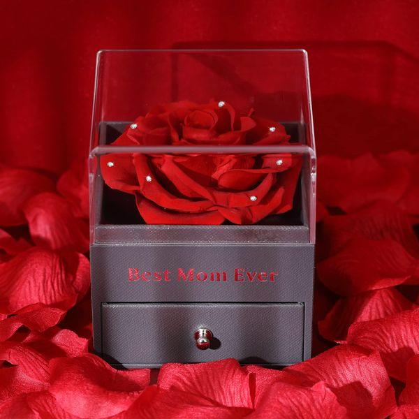 Faneeyo Mothers Day Rose Gifts for Mum,Preserved Real Rose with I Love You Necklace 100 Languages,Mum Gifts from Daughter Son, Birthday Gift for Mum,Red 4