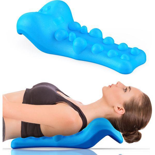 Fanlecy Neck and Shoulder Relaxer with Upper Back Massage Point, Cervical Traction Device Neck Stretcher for TMJ Pain Relief and Cervical Spine Alignment Chiropractic Pillow (Blue) 0