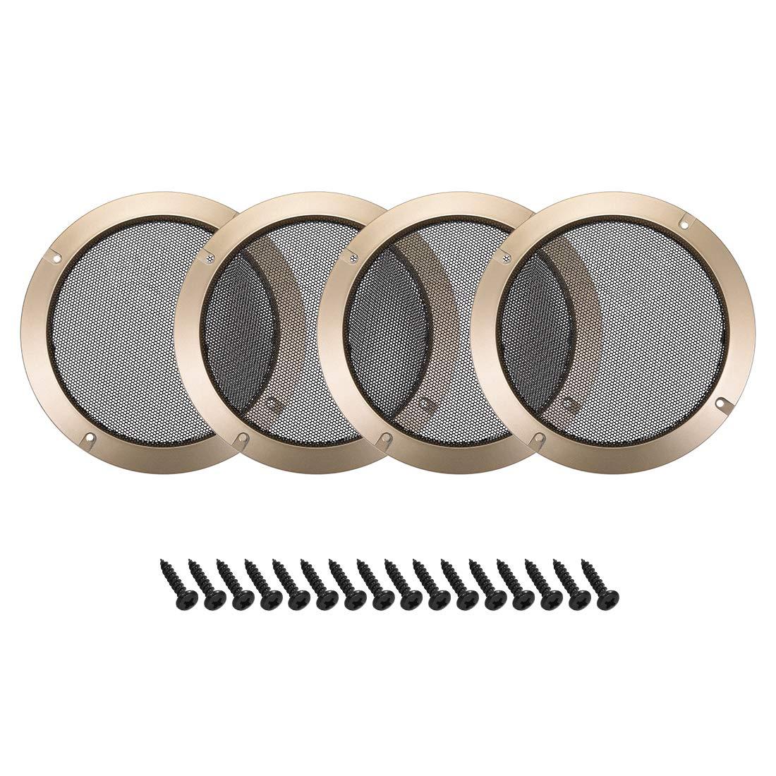 sourcing map 4pcs 5" Speaker Grill Mesh Decorative Circle Subwoofer Guard Protector Cover Audio Accessories