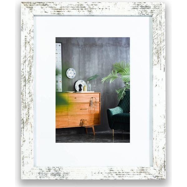 LOKCASA 8x10 Photo Frames Set of 6,Matted For 5x7 or Display 8x10 without Mount,Glass Window,Tabletop or Wall Mount,Distressed White 1
