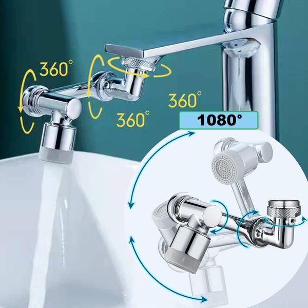 Flybath 1080° Swivel Faucet Extender Aerator Water Saving Bubbler Nozzle Filter 2-Flow Universal Faucet Tap Attachment Extended Splash Proof for Bathroom Kitchen 1