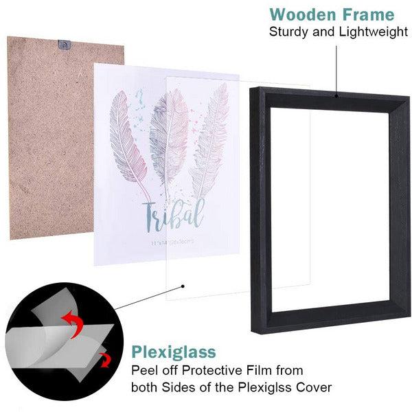 Metrekey 12x16 Black Photo Frame Set of 3 Certificate Frame Acrylic Glass Picture Frame Wooden for 40.7x30.5cm Print Poster Frames, Wall Mountable 1