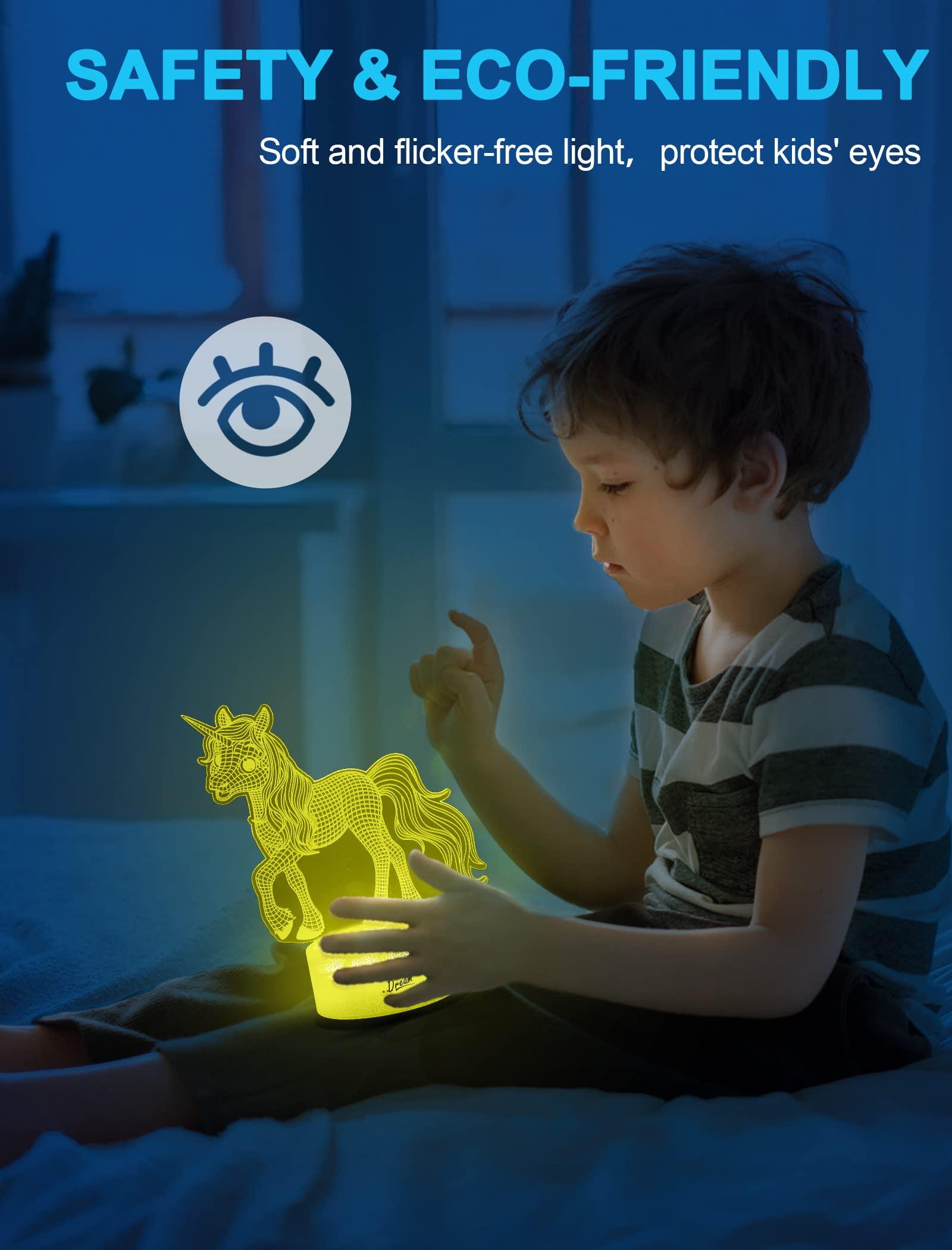Nice Dream Unicorn Night Light for Kids,3D Illusion Night Lamp,16 Colors Changes with Remote Control,Unicorns Gifts for Girls,Toys Birthday Bedroom Decor for Children Boys 2