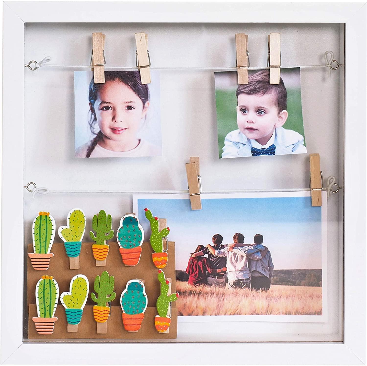 Gadgy Shadow Box Frame with 18 Clips | 10 x 10 Inch. | Picture Box White | 3D Frame | Box Frame for Crafts 3D Deep | Deep Box Frame | Box Picture Frame | Deep Photo Frame 0