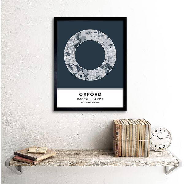 Wee Blue Coo Oxford England United Kingdom City Map Navy Colour Block Modern Typography Stylish Letter Framed Word Wall Art Print Poster for Home Décor CITYMAP1 1