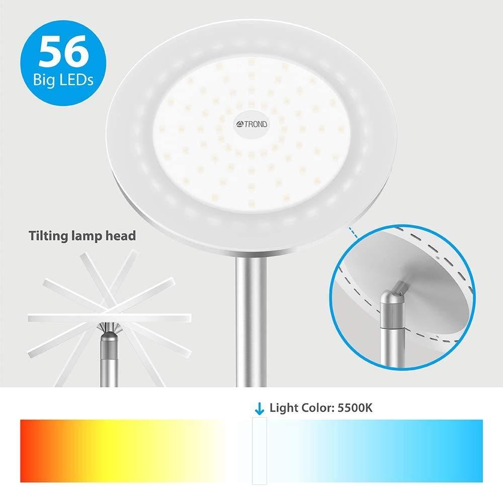 TROND Floor Lamp, 30W Floor Lamps for Living Room, Standing Lamp with 5 Brightness Levels Dimmable, Bedside Lamps Compatible with Wall Switch, Uplighter Floor Light for Bedroom, Office, Studio 2